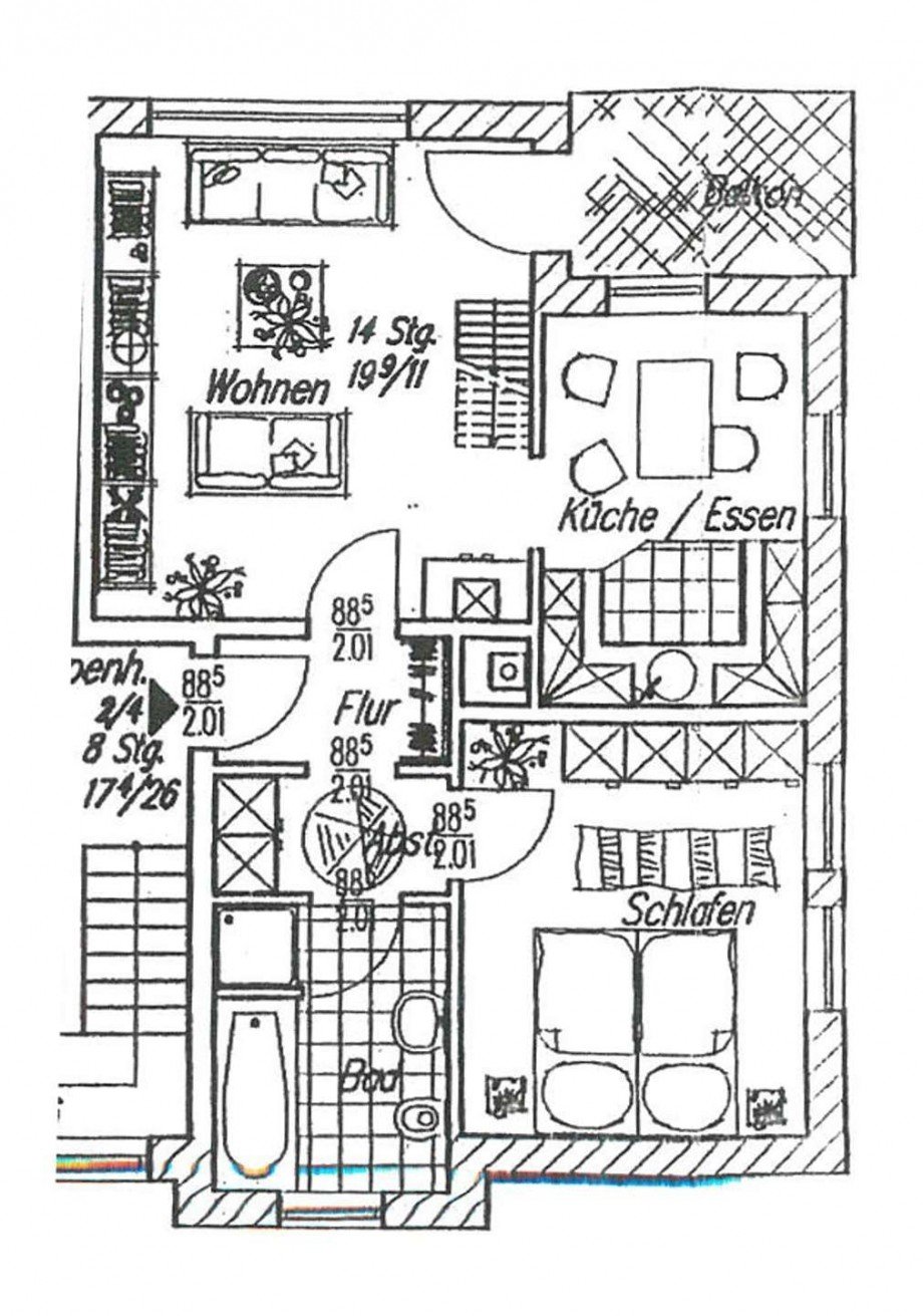 Grundriss OG Maisonettewohnung Minden